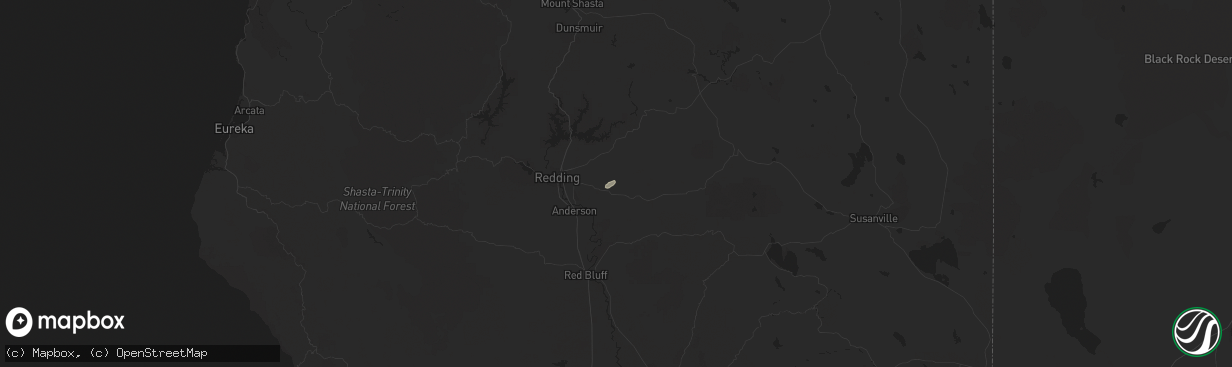 Hail map in Millville, CA on November 18, 2023