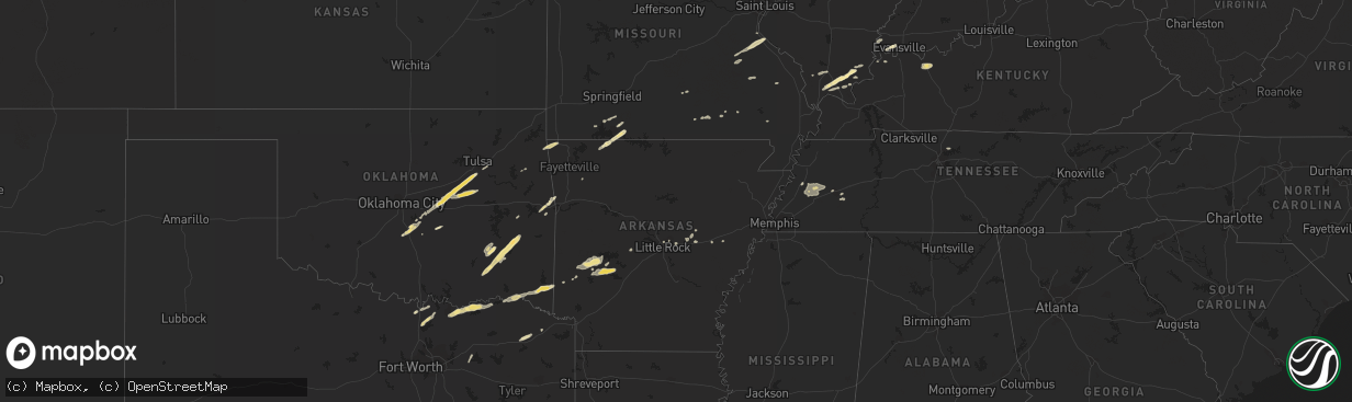 Hail map in Arkansas on November 20, 2011