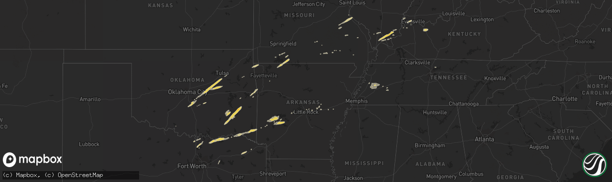 Hail map on November 20, 2011