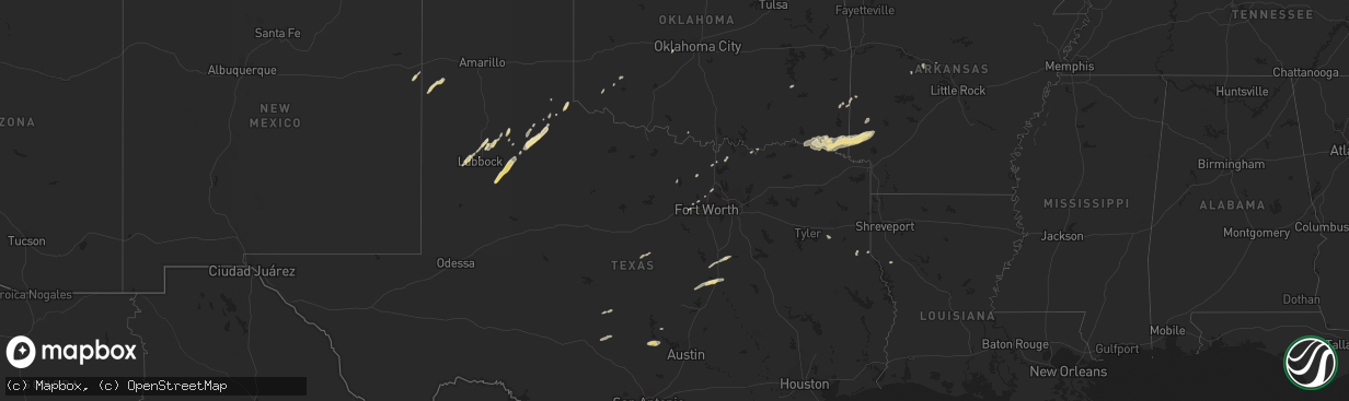 Hail map in Texas on November 21, 2011