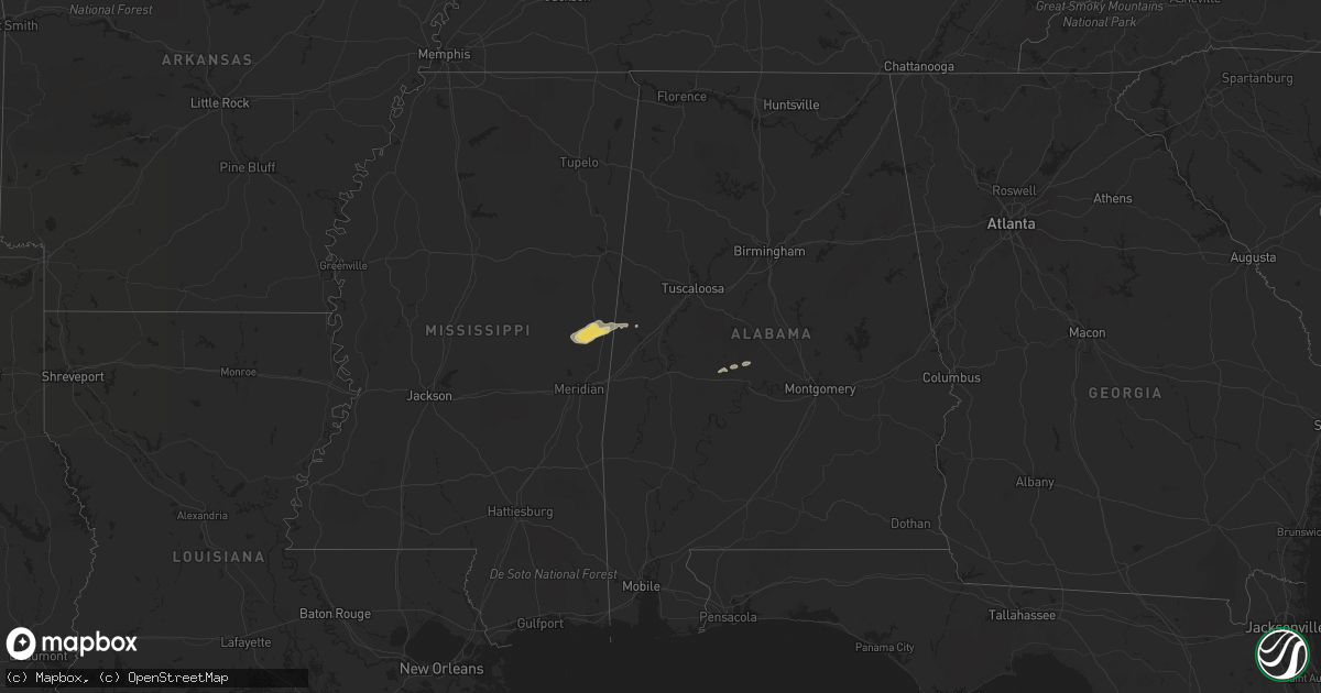 Hail map in Mississippi on November 22, 2011