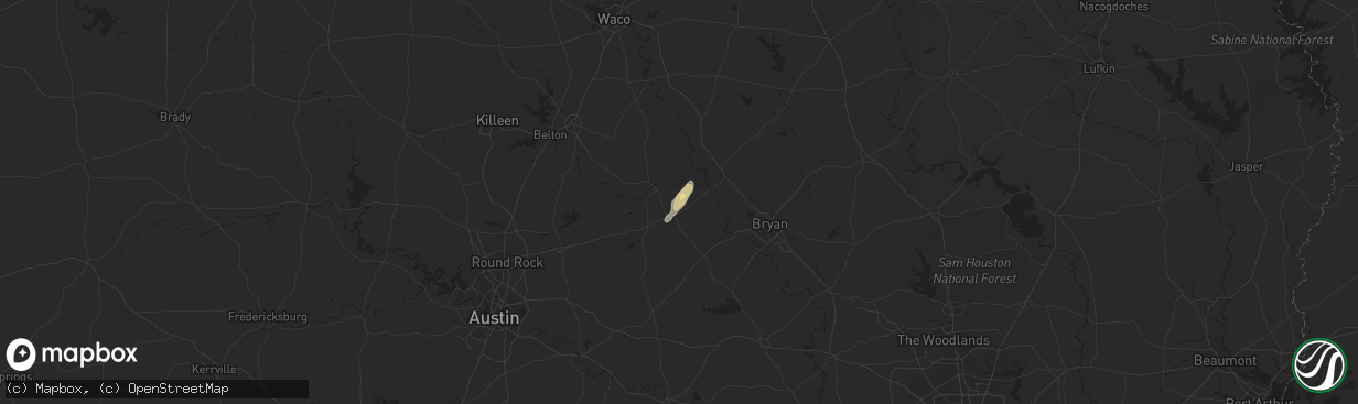 Hail map in Cameron, TX on November 23, 2022