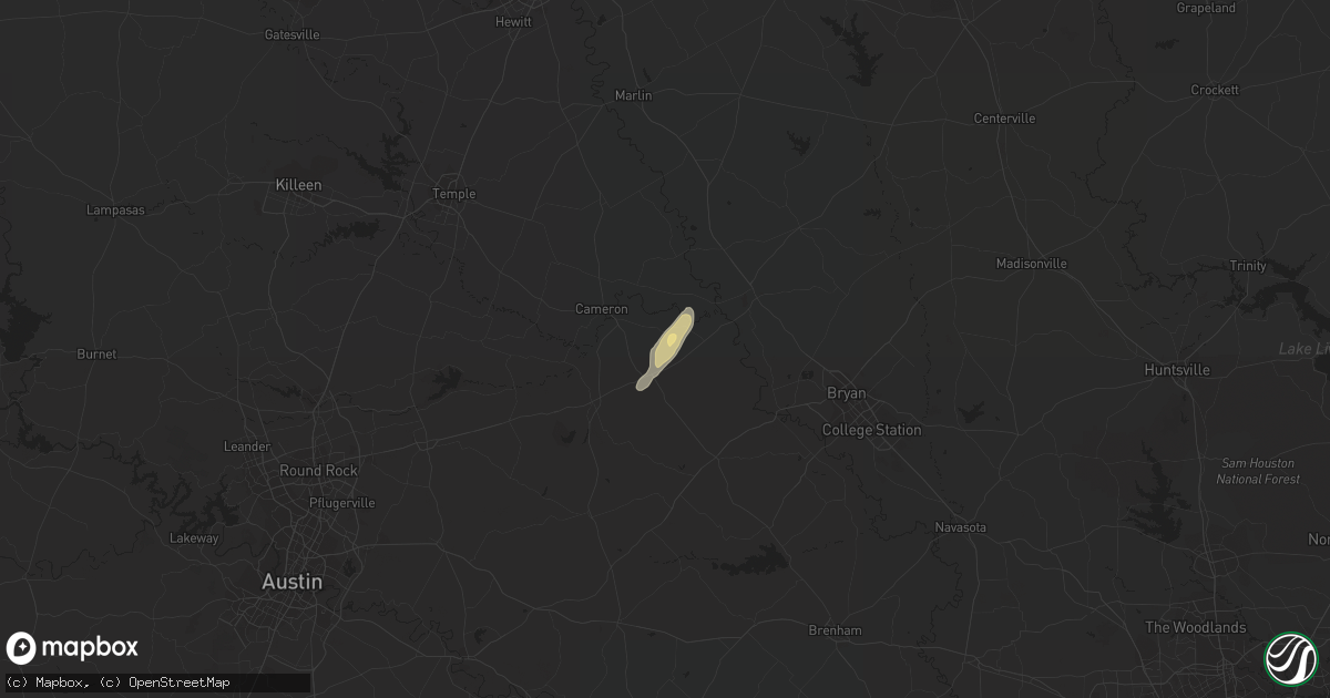 Hail map in Cameron, TX on November 23, 2022