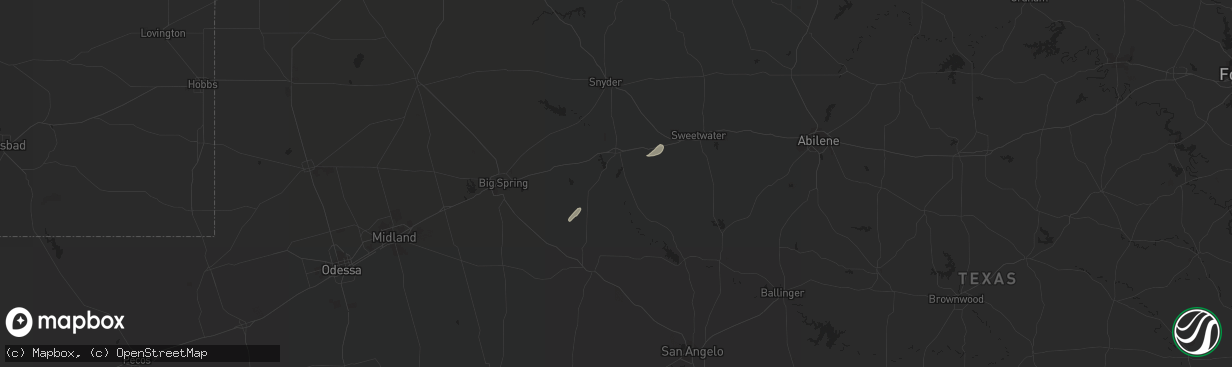 Hail map in Loraine, TX on December 2, 2011