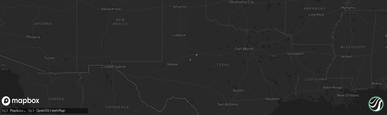 Hail map in Texas on December 2, 2011