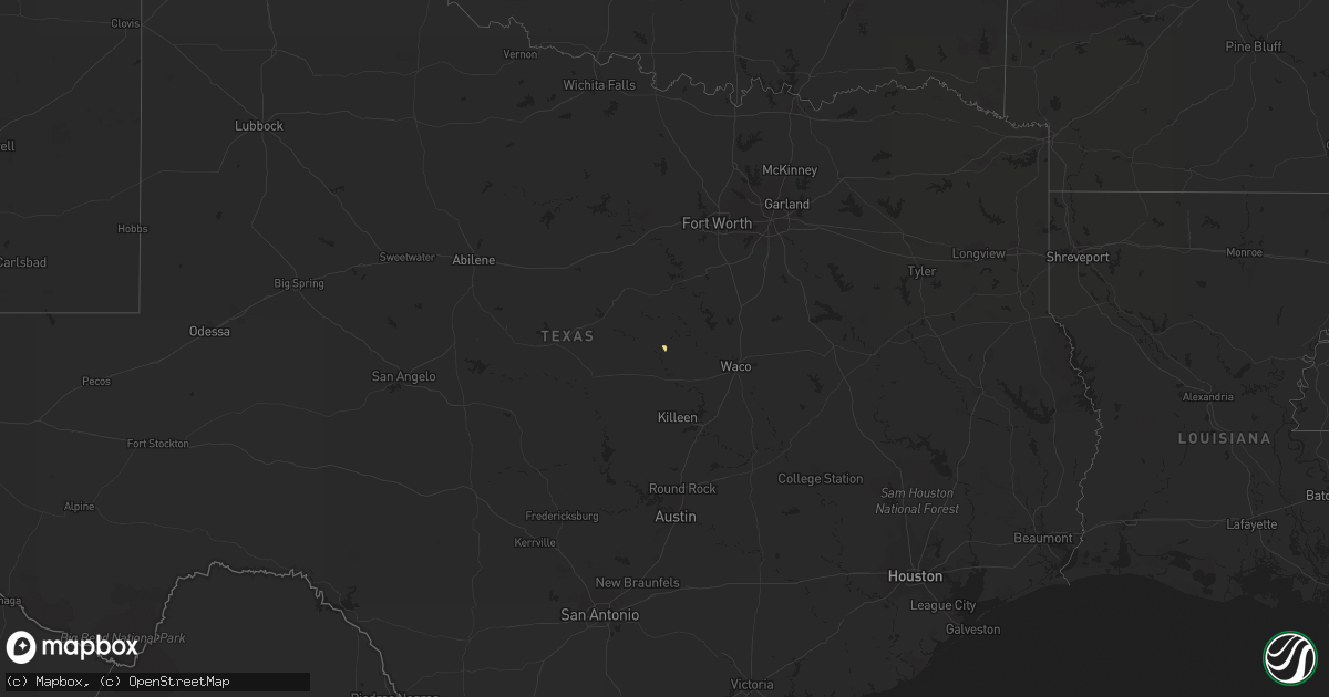 Hail map in Texas on December 2, 2013