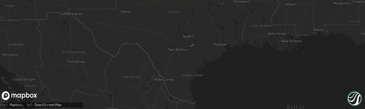 Hail map in Texas on December 2, 2016