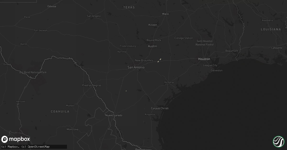 Hail map in Texas on December 2, 2016