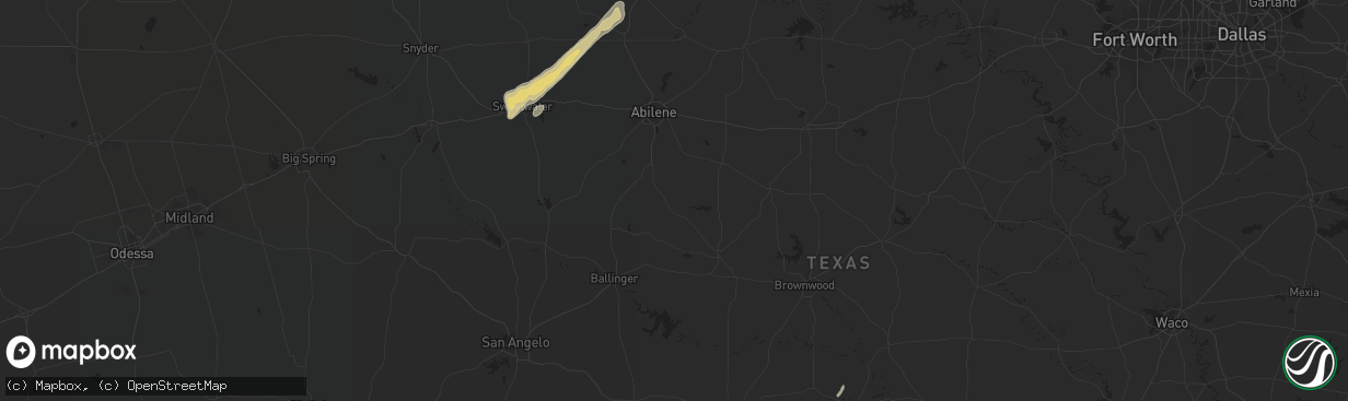 Hail map in Hamlin, TX on December 3, 2011
