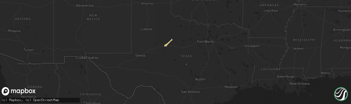 Hail map in Texas on December 3, 2011