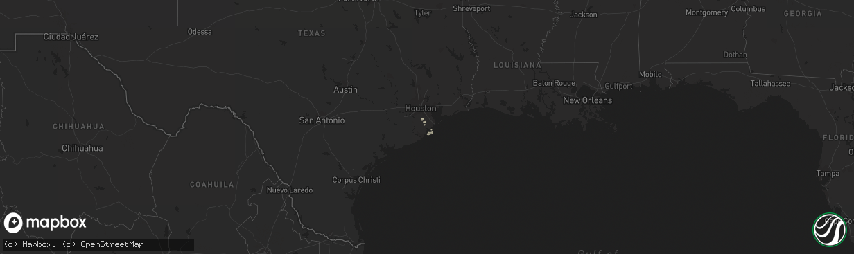 Hail map in Texas on December 3, 2017