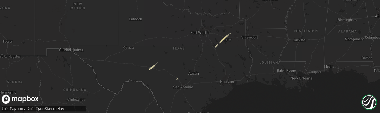 Hail map in Texas on December 4, 2011