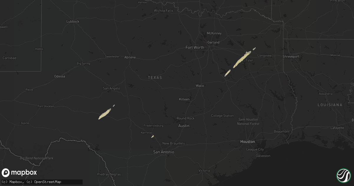 Hail map in Texas on December 4, 2011