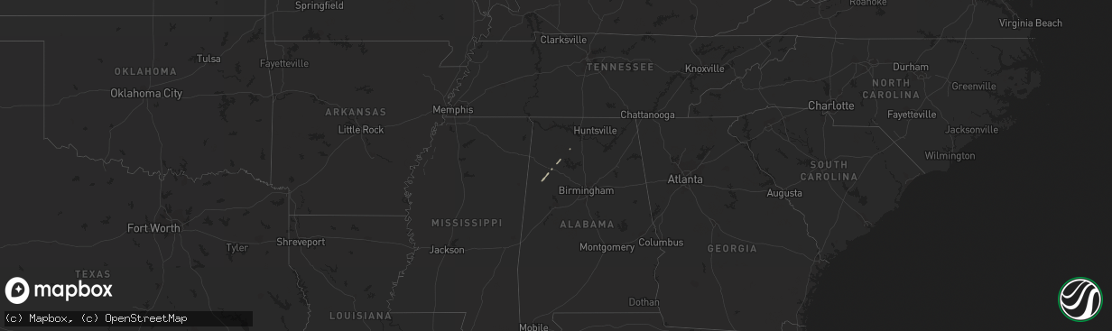 Hail map in Alabama on December 5, 2011