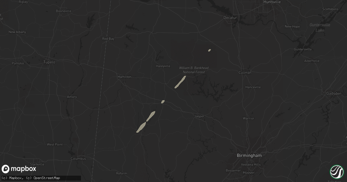 Hail map in Fayette, AL on December 5, 2011