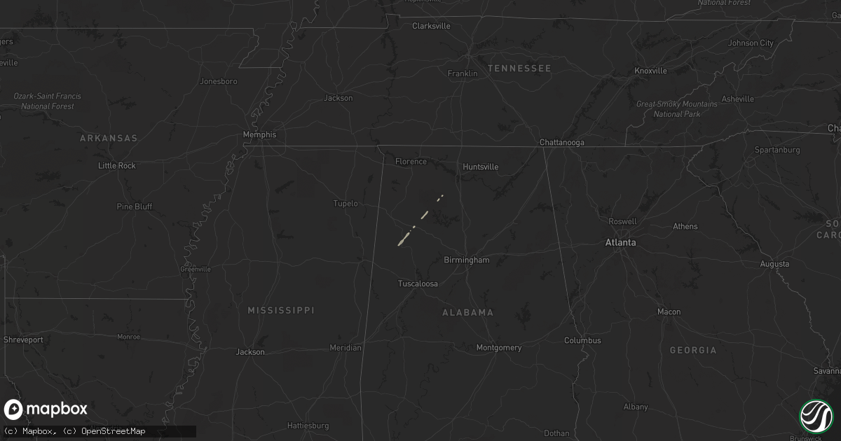 Hail map on December 5, 2011