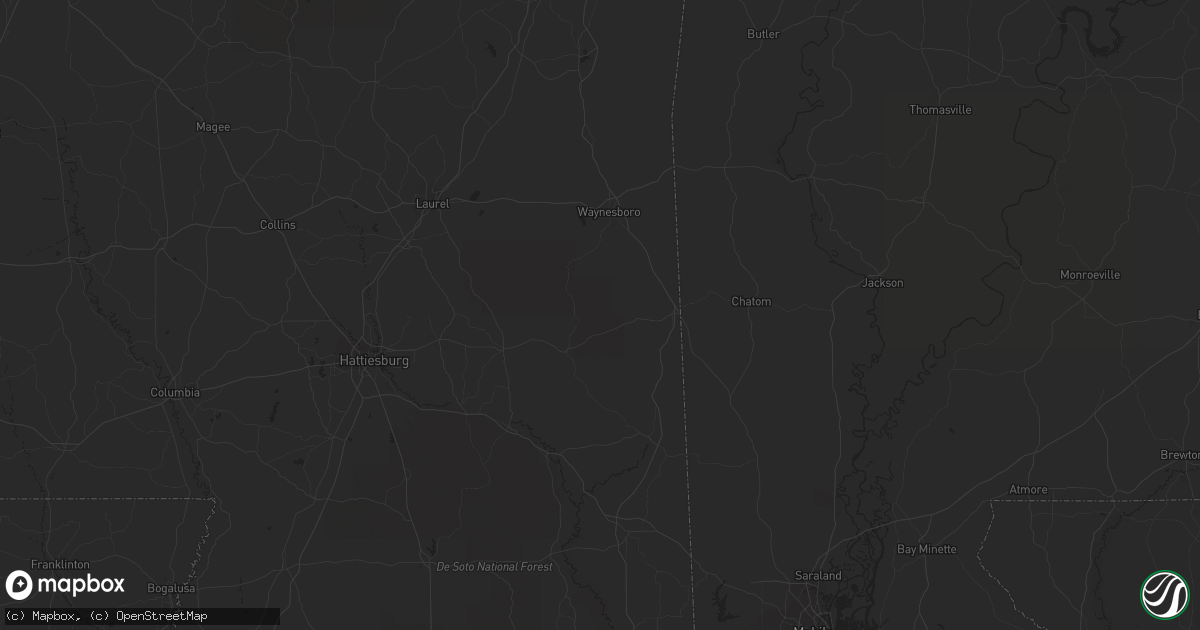 Hail map in Hahnville, LA on December 5, 2016