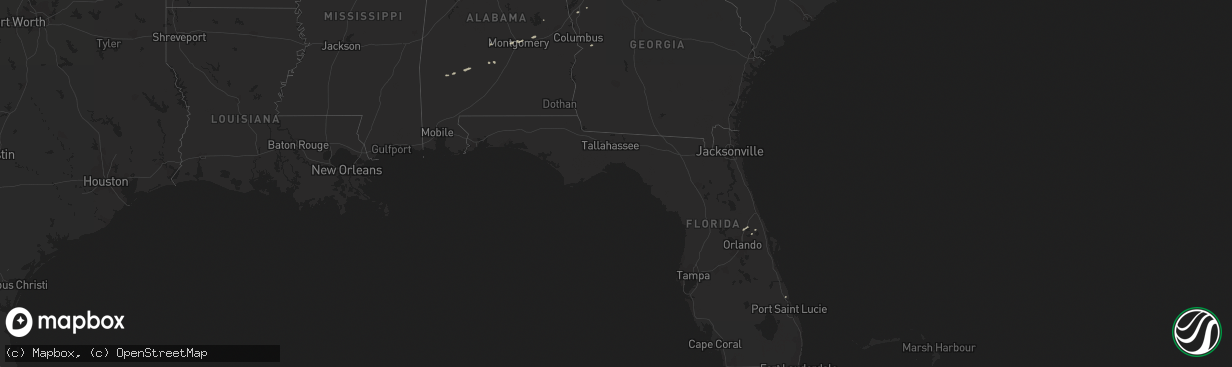 Hail map in Florida on December 10, 2012