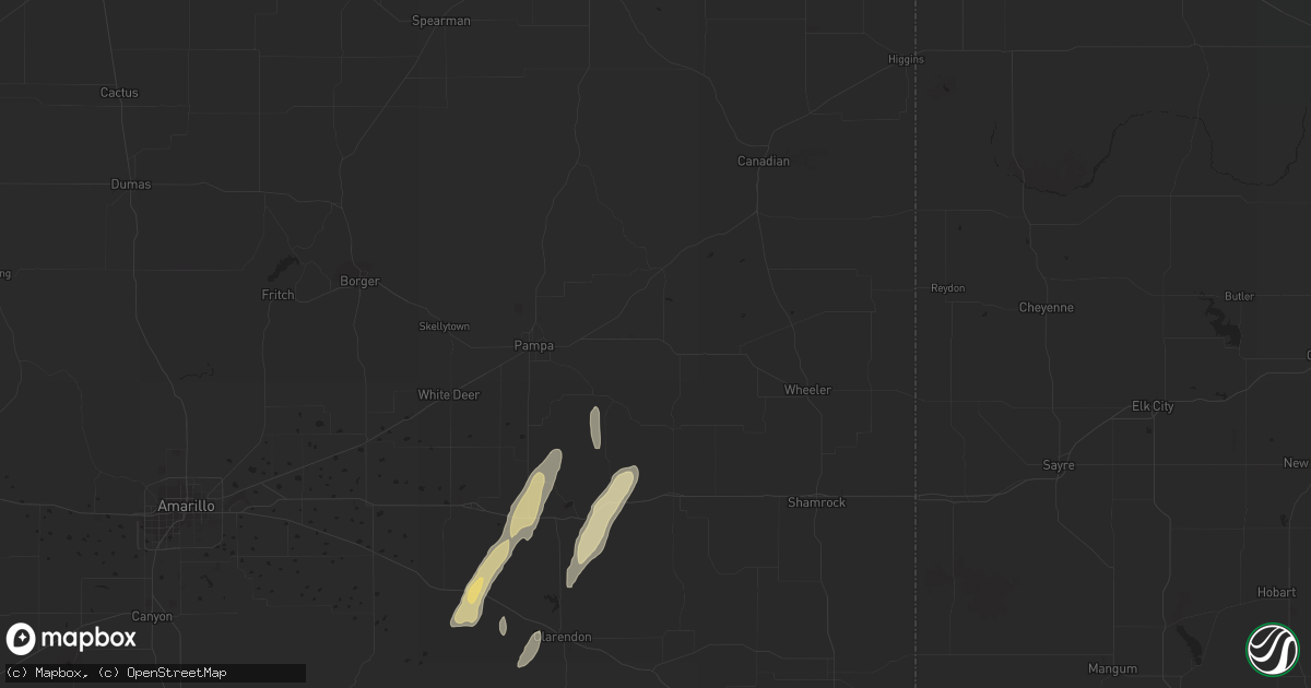 Hail map in Clarendon, TX on December 12, 2015