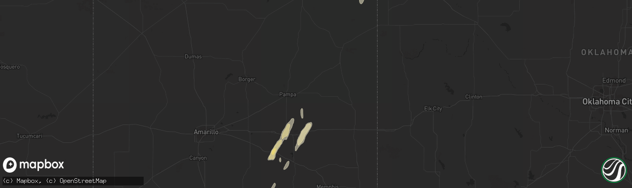 Hail map in Pampa, TX on December 12, 2015