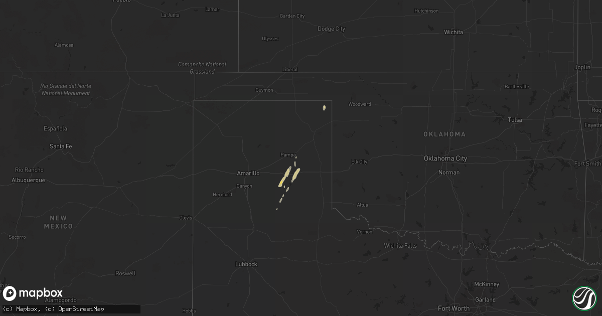 Hail map on December 12, 2015