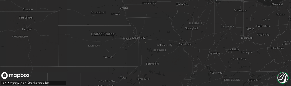 Hail map on December 13, 2011