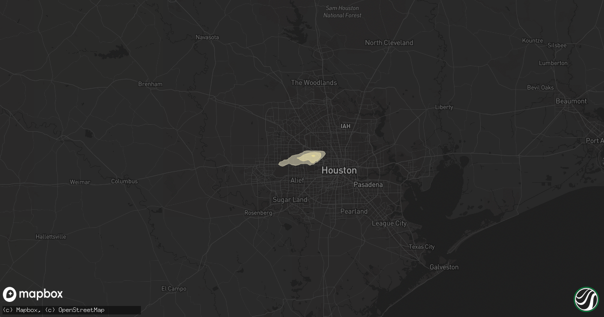 Hail map in Houston, TX on December 15, 2015