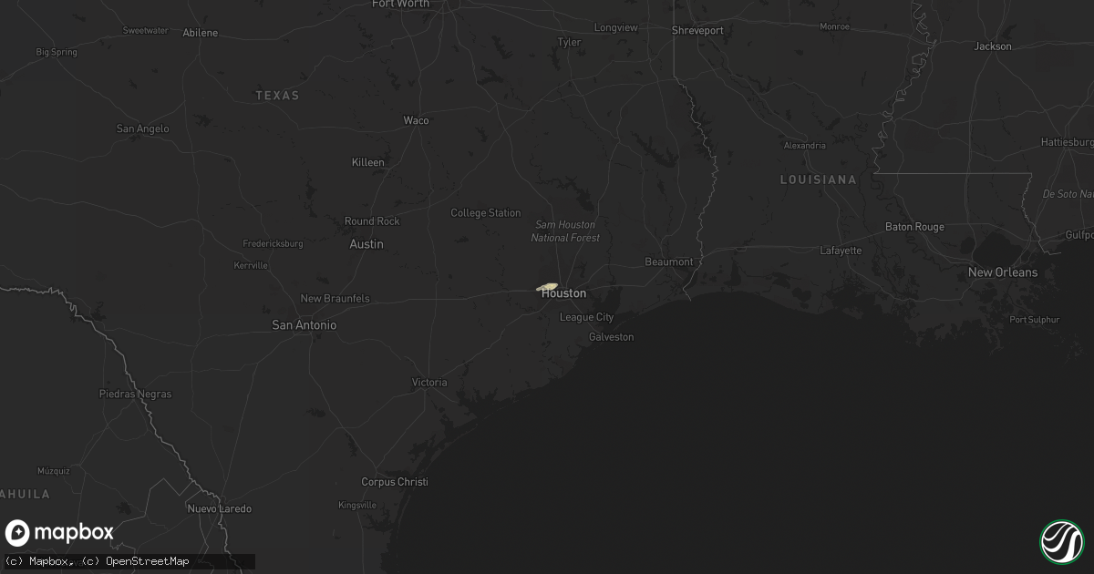 Hail map in Texas on December 15, 2015
