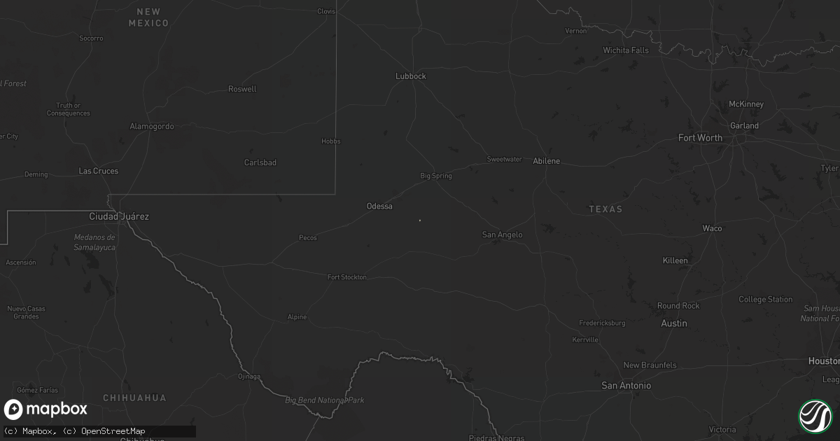 Hail map in New Mexico on December 18, 2011