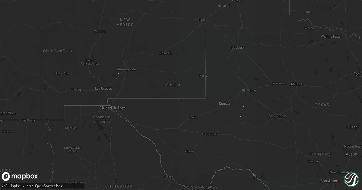 Hail map on December 18, 2011