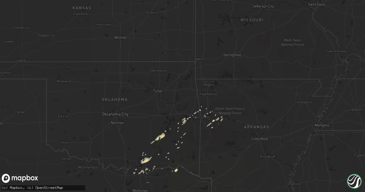 Hail map in Arkansas on December 19, 2012
