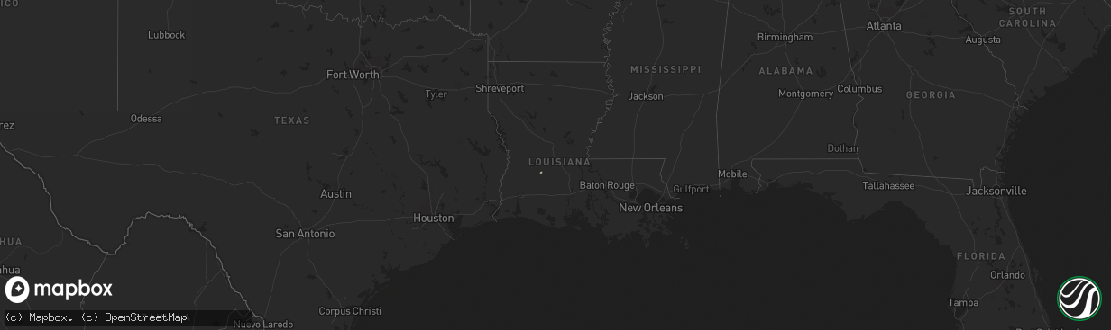 Hail map in Louisiana on December 20, 2011