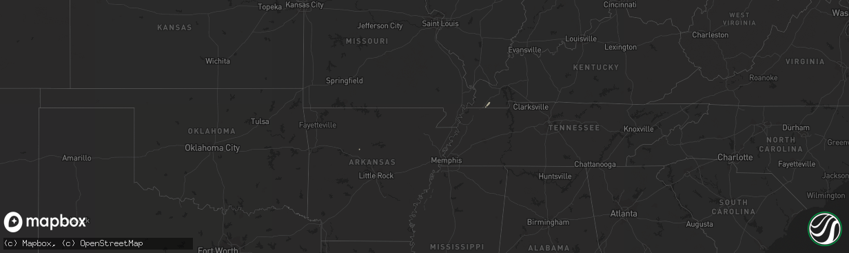 Hail map in Arkansas on December 20, 2013