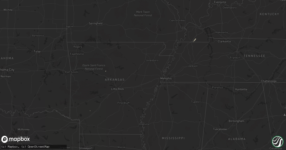 Hail map on December 20, 2013