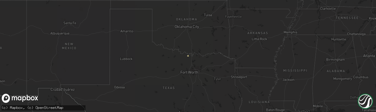 Hail map in Texas on December 20, 2015