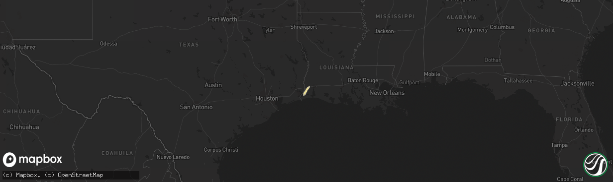Hail map in Louisiana on December 21, 2011