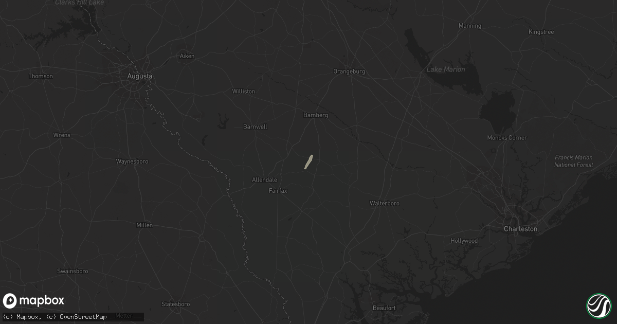 Hail map in Ehrhardt, SC on December 21, 2022