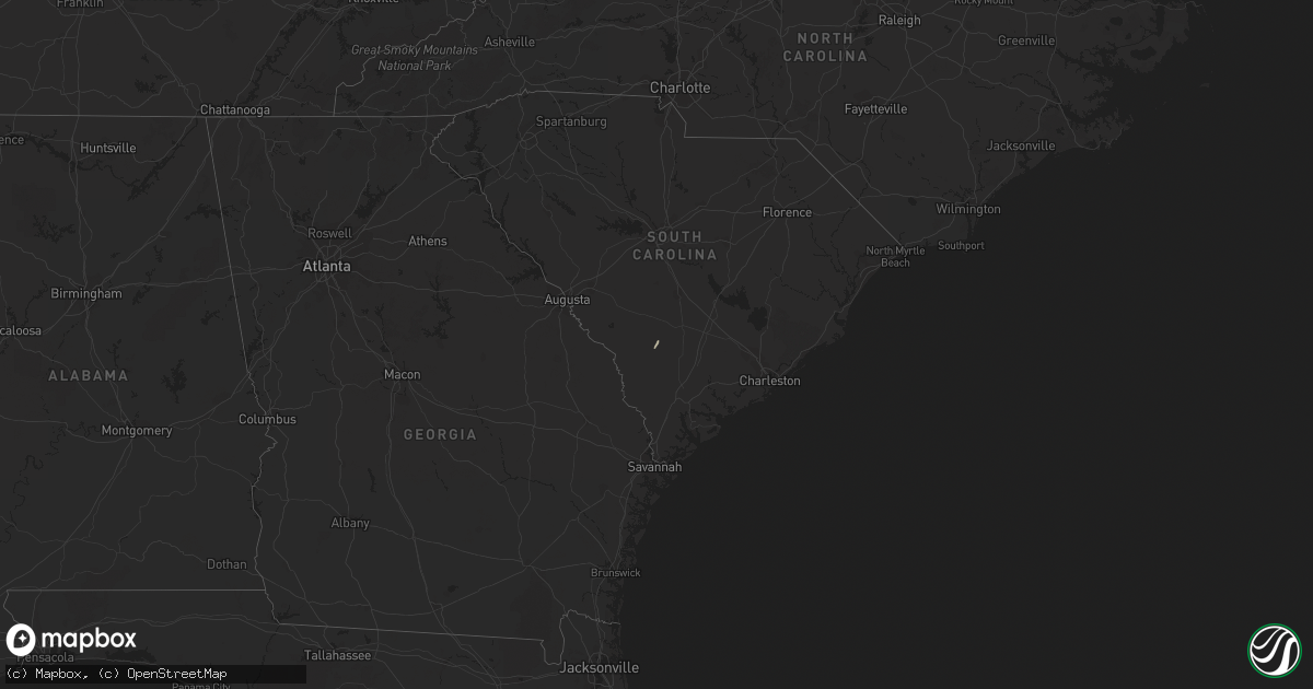 Hail map in South Carolina on December 21, 2022