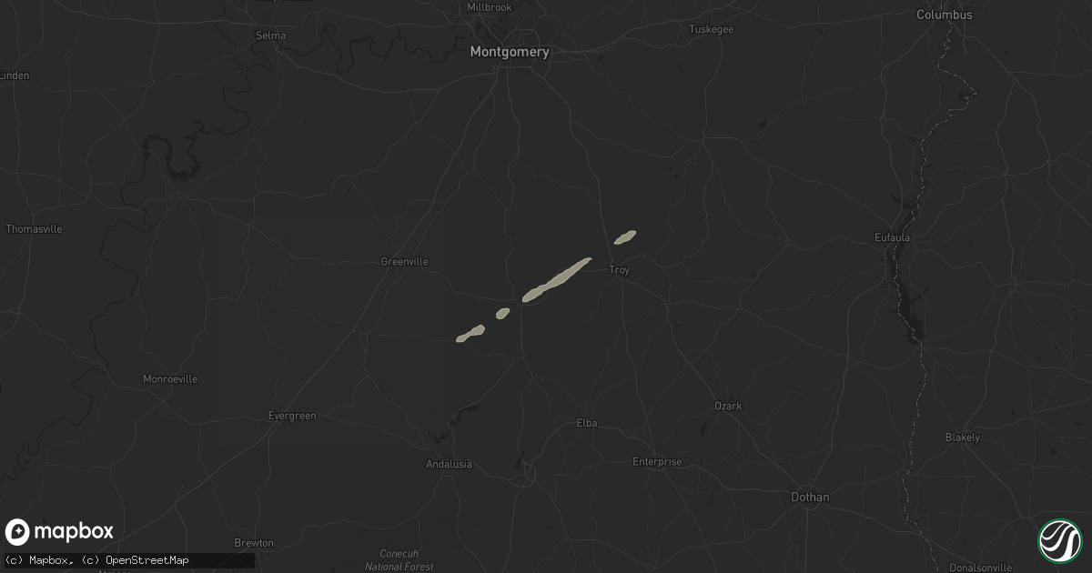 Hail map in Rutledge, AL on December 22, 2011