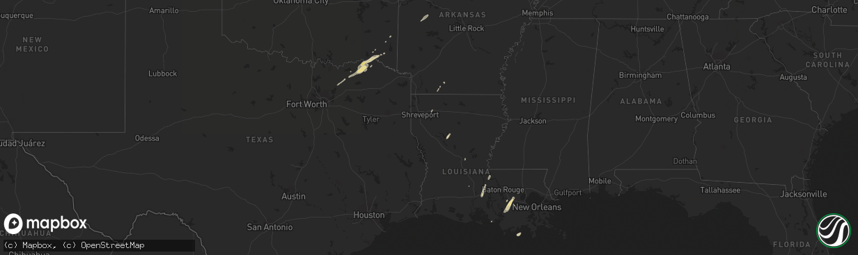 Hail map in Oklahoma on December 22, 2015