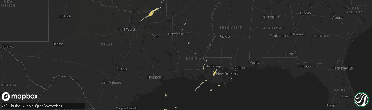 Hail map on December 22, 2015