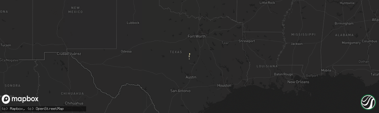 Hail map in Texas on December 23, 2012