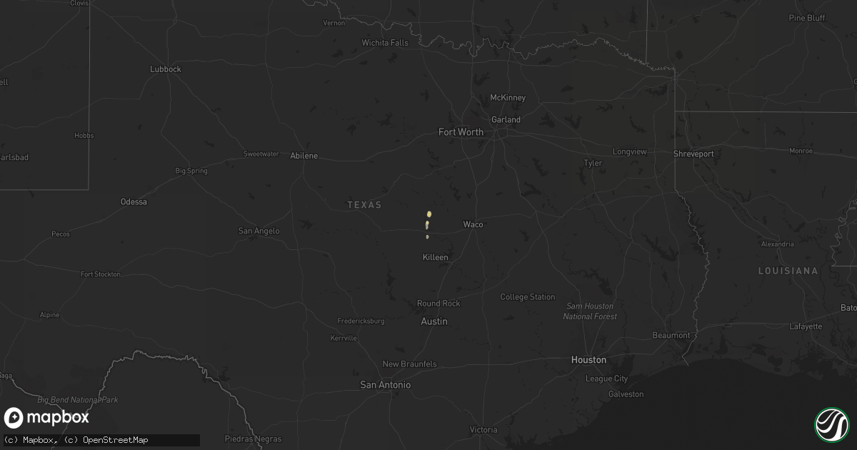 Hail map on December 23, 2012