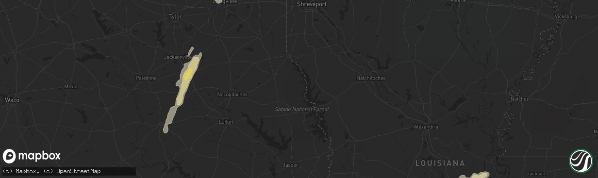 Hail map in Ville Platte, LA on December 24, 2012