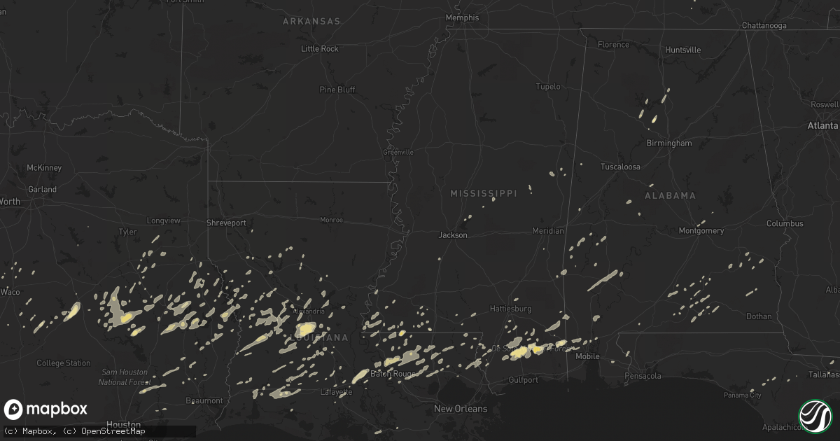Hail map in Texas on December 25, 2012