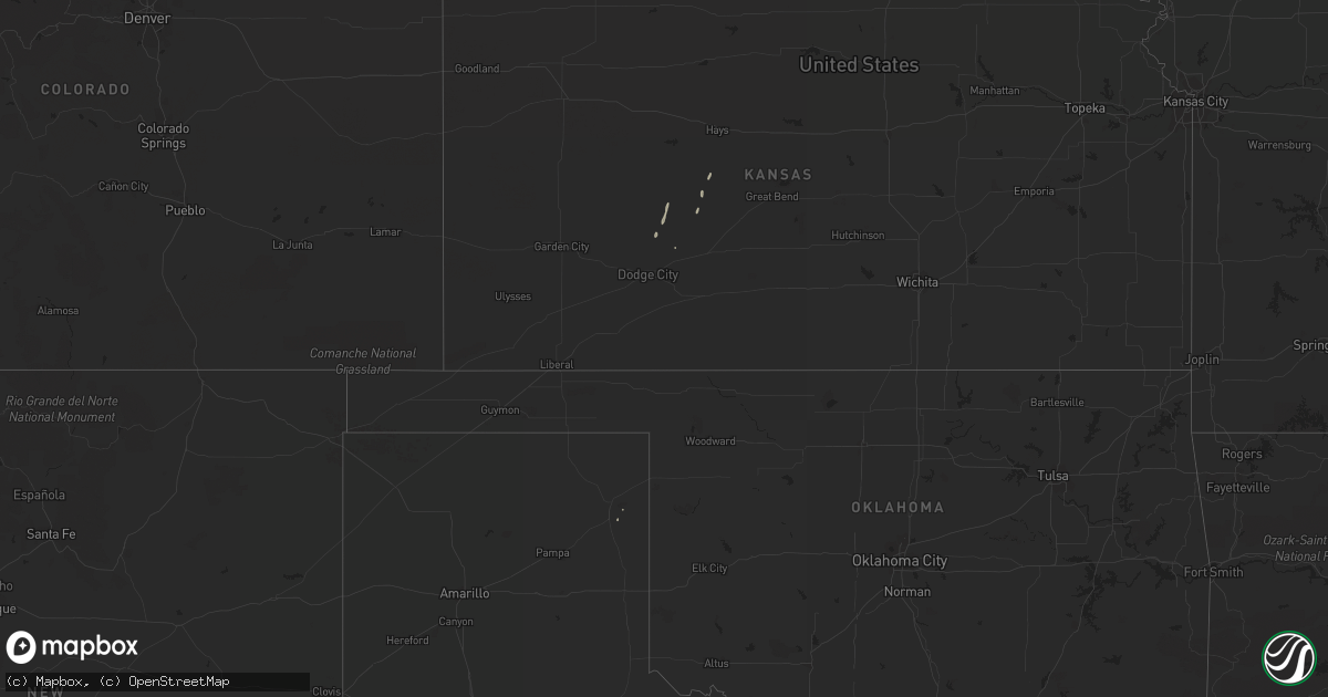 Hail map on December 25, 2016