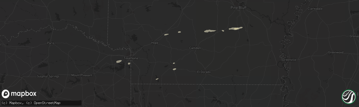 Hail map in Magnolia, AR on December 26, 2016