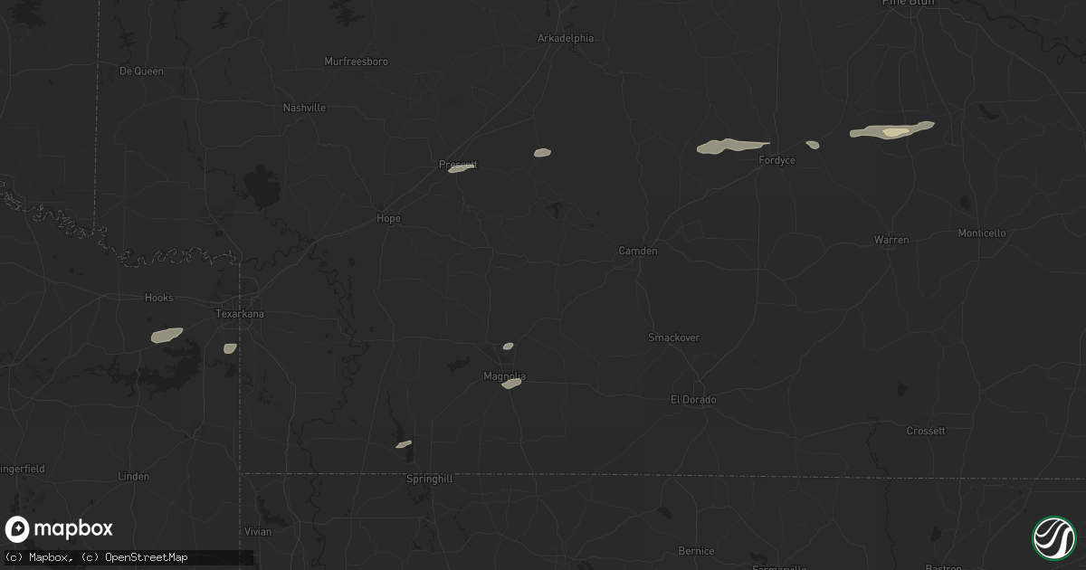 Hail map in Magnolia, AR on December 26, 2016