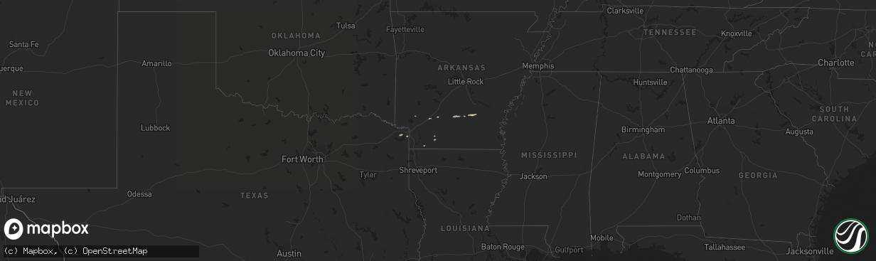 Hail map in Texas on December 26, 2016