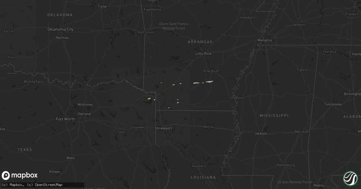 Hail map in Texas on December 26, 2016